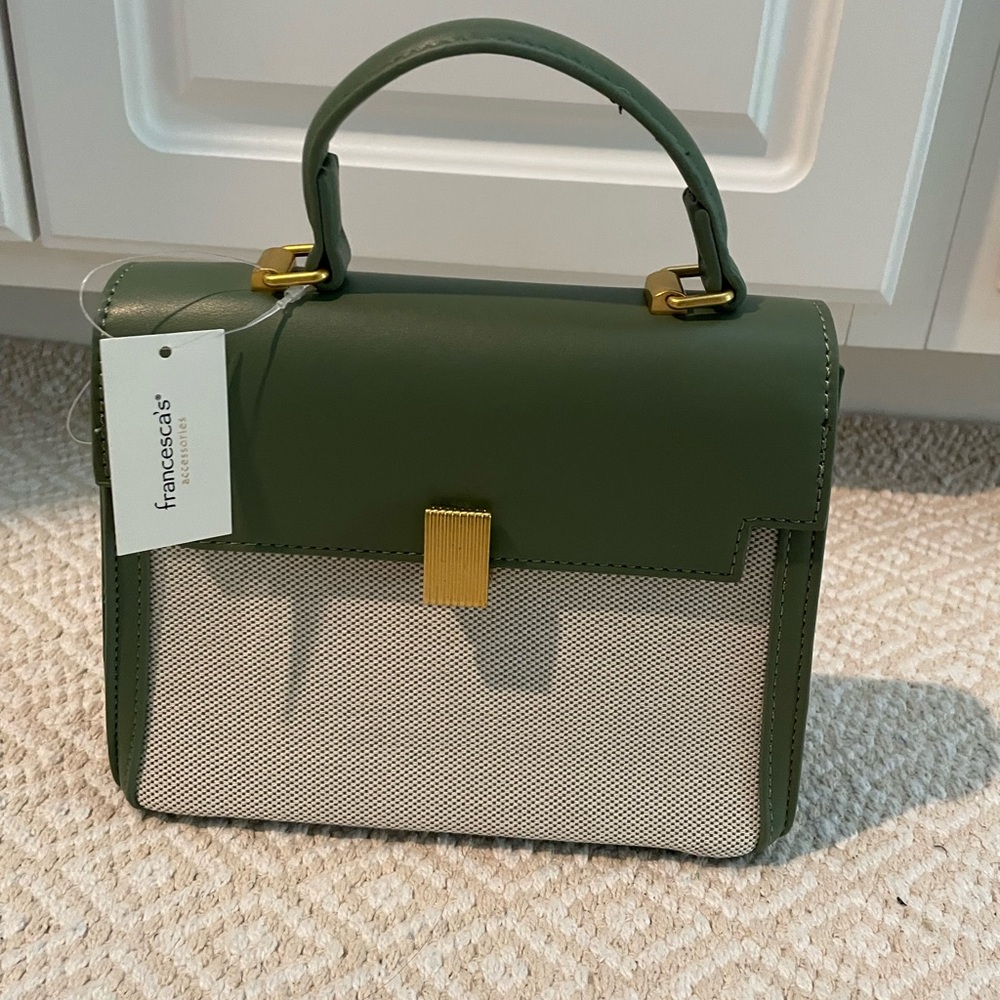 Francesca's Collections Olive and Beige Handbag- strap included